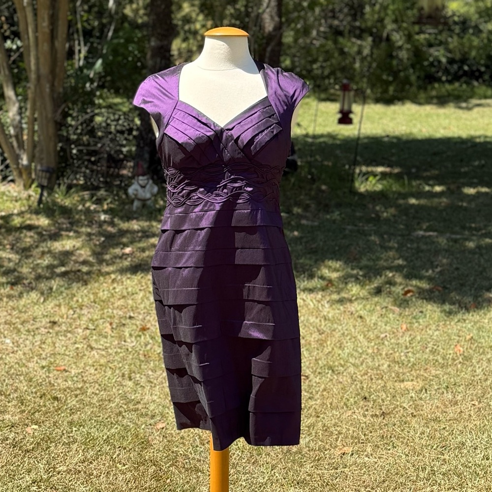 Sangria Petite Purple Satin Midi Dress Size 8P